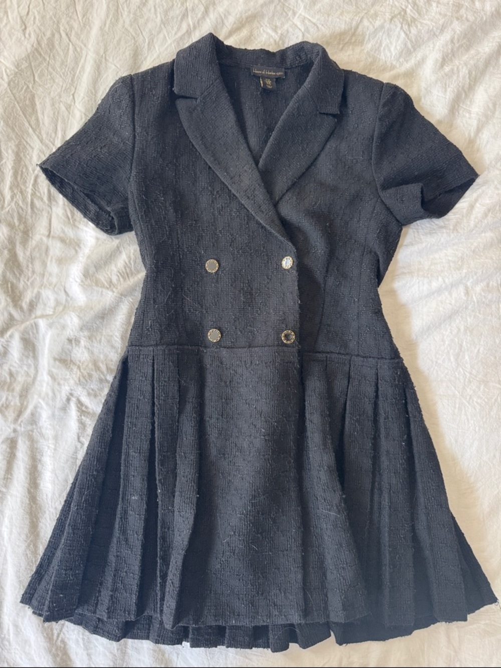 Tweed Black Short-Sleeve Dress